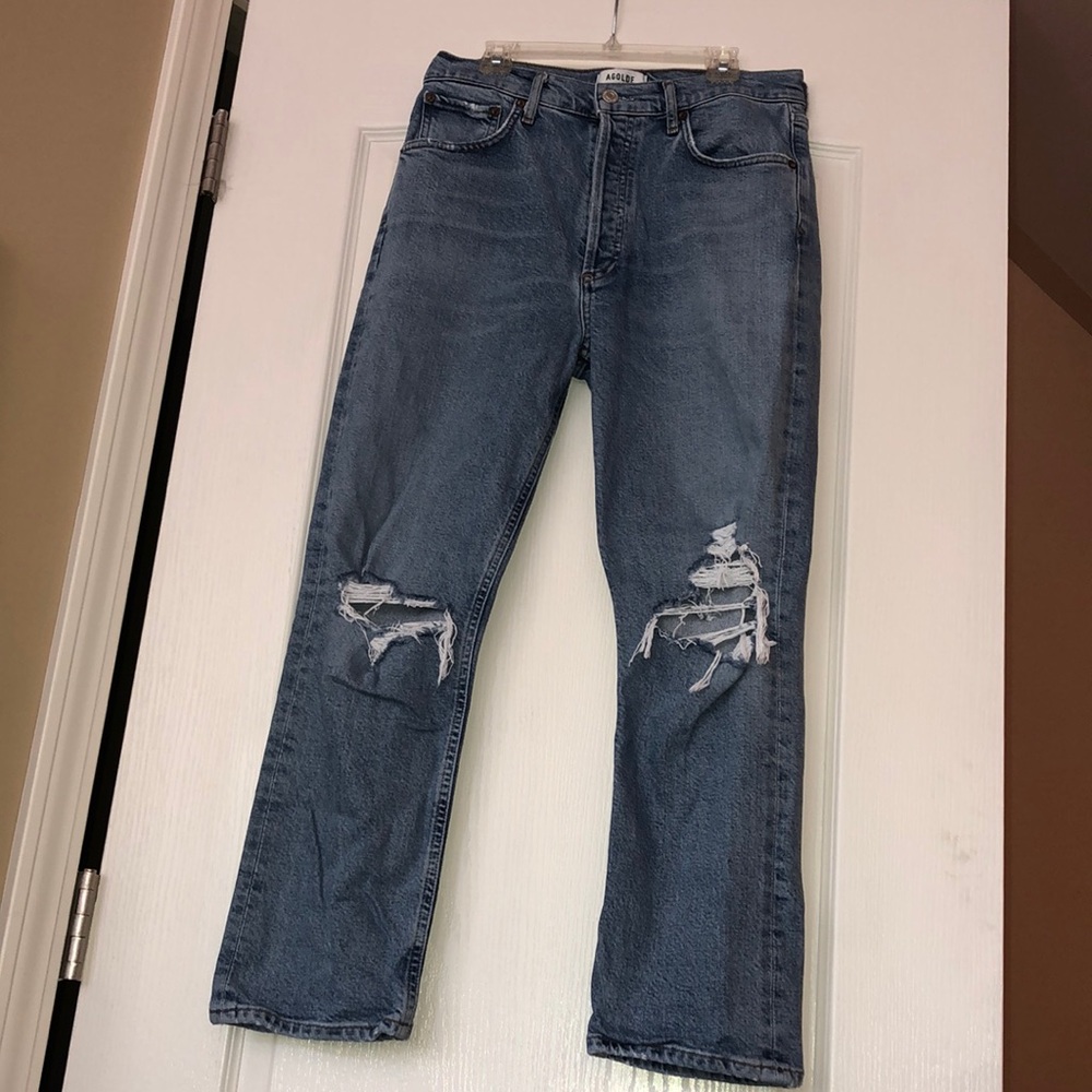 Agolde “Riley” High Rise Distressed Jeans, Size 27. - Picture 6 of 14